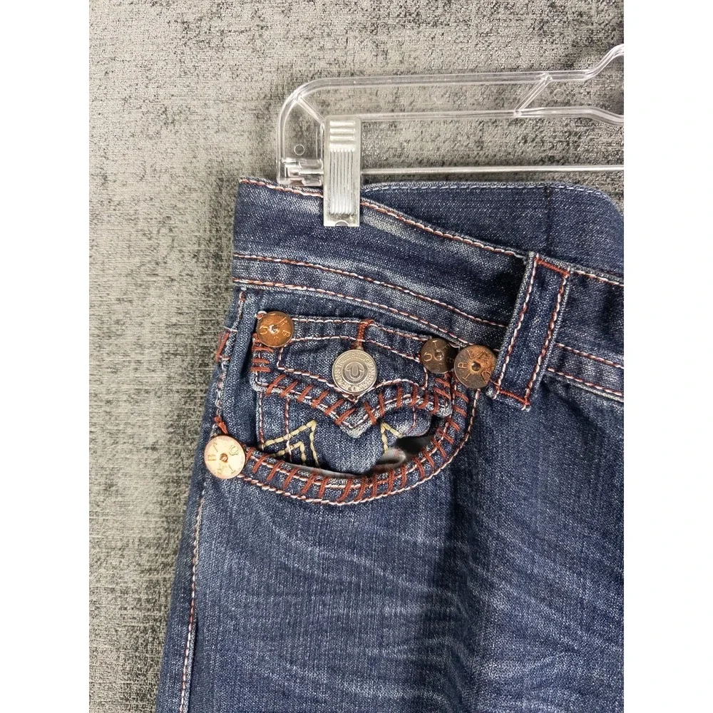 VTG True Religion Mens Billy Super T Jeans 32X33 Dark Wash Embroidered Flap Fade